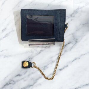 PRADA Blue Saffiano Leather ID Credit Card Wallet